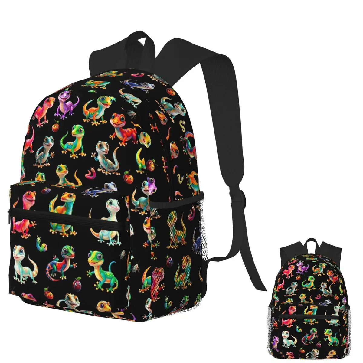 

Beautiful And Multicolored Geckos Patterns And Cartoons Student Backpack School Bag Hiking Travel Daypack Bookbag Shoulder Bags