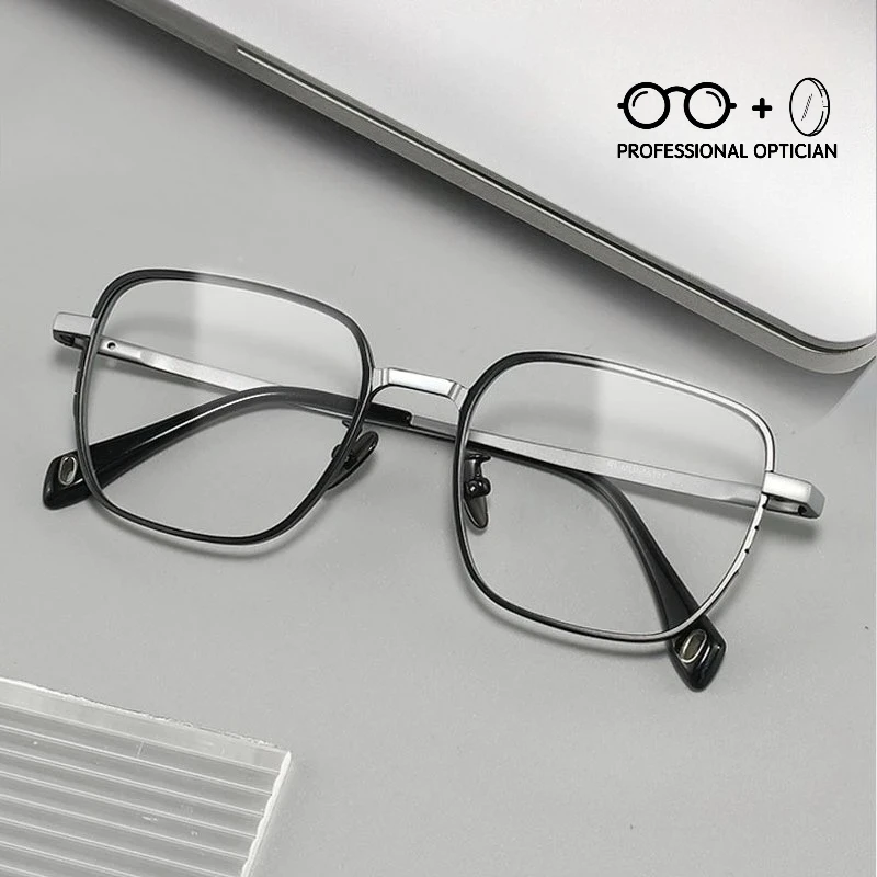 Elite Business Large Face Exclusive Large Frame Wide Pure Titanium Myopia Hyperopia Anti Blue Light Prescription Optical Glasses