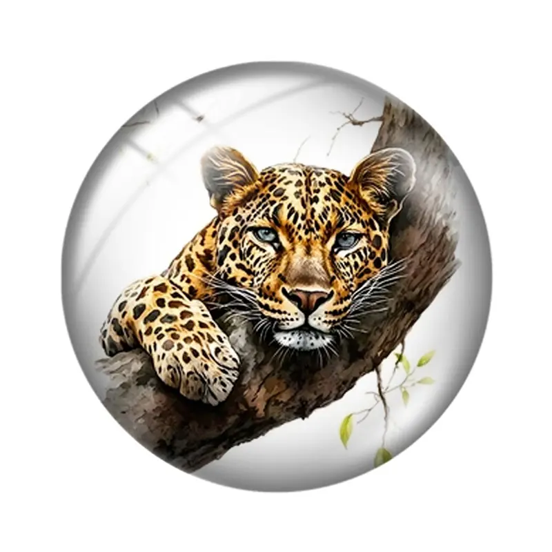 Leopard in Tree  12/18/20/25mm glass cabochon  bracelet pendant rings for jewelry demo earrings back Making findings
