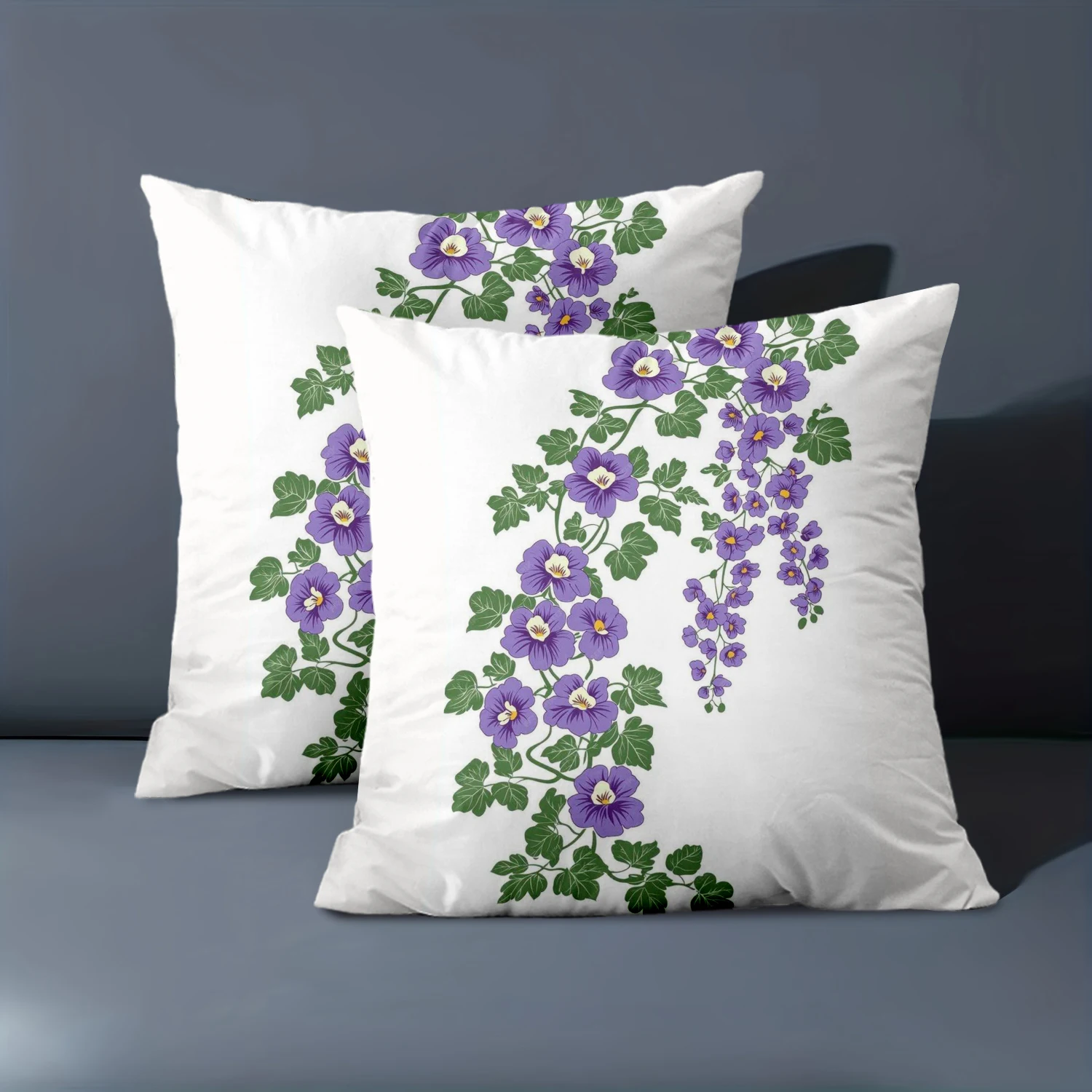 1 Pieces Purple Wisteria Floral Print Square Pillow Covers Pattern Cushion Cover Suitable for Sofa Bedroom Car Pillow Cover