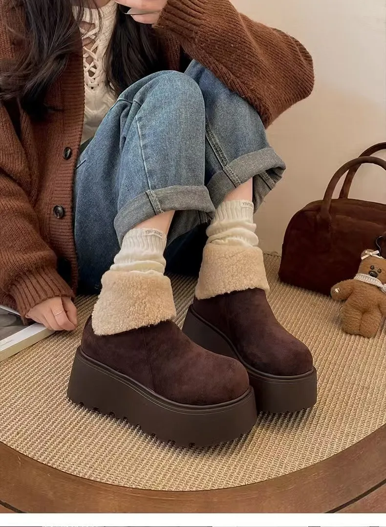 2025 موضة جديدة نمط تنوعا الغضب سميكة القاع الثلوج الأحذية قصيرة الساق الأحذية النسائية أفخم سميكة الإسفنج أسفل أحذية قطنية #4