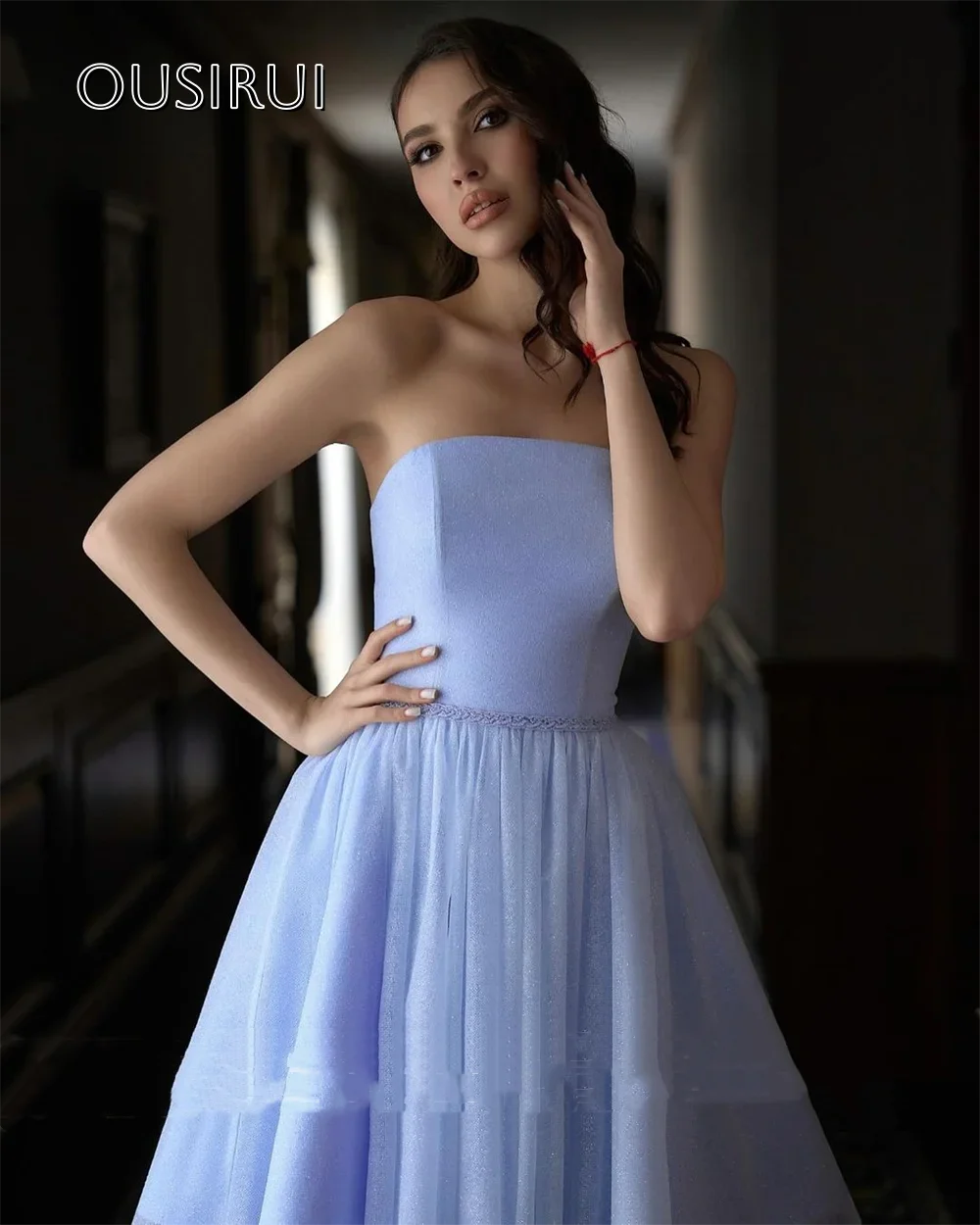 Glanzende sprankelende korte strapless a-lijn cocktailjurken met veters en afneembare pofmouwen Op maat gemaakte vestidos de festa