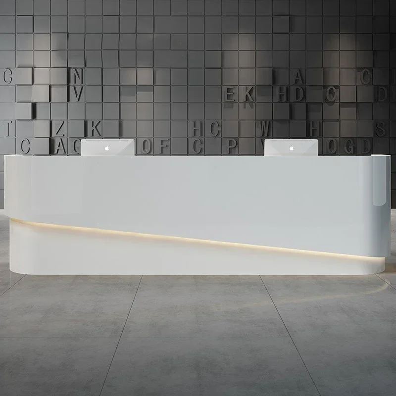 Painted front desk, reception desk, white company bar, beauty salon cashier customized training institution counter