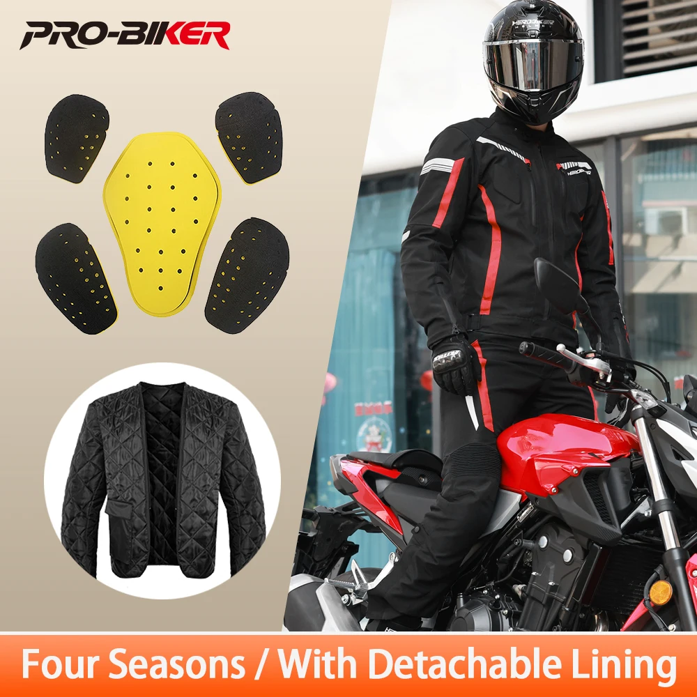 Men's Motorcycle Jacket Anti-Fall Wear-resistant Motorbike Jacket Motocross Riding Racing Clothing Built-in Protective Gear
