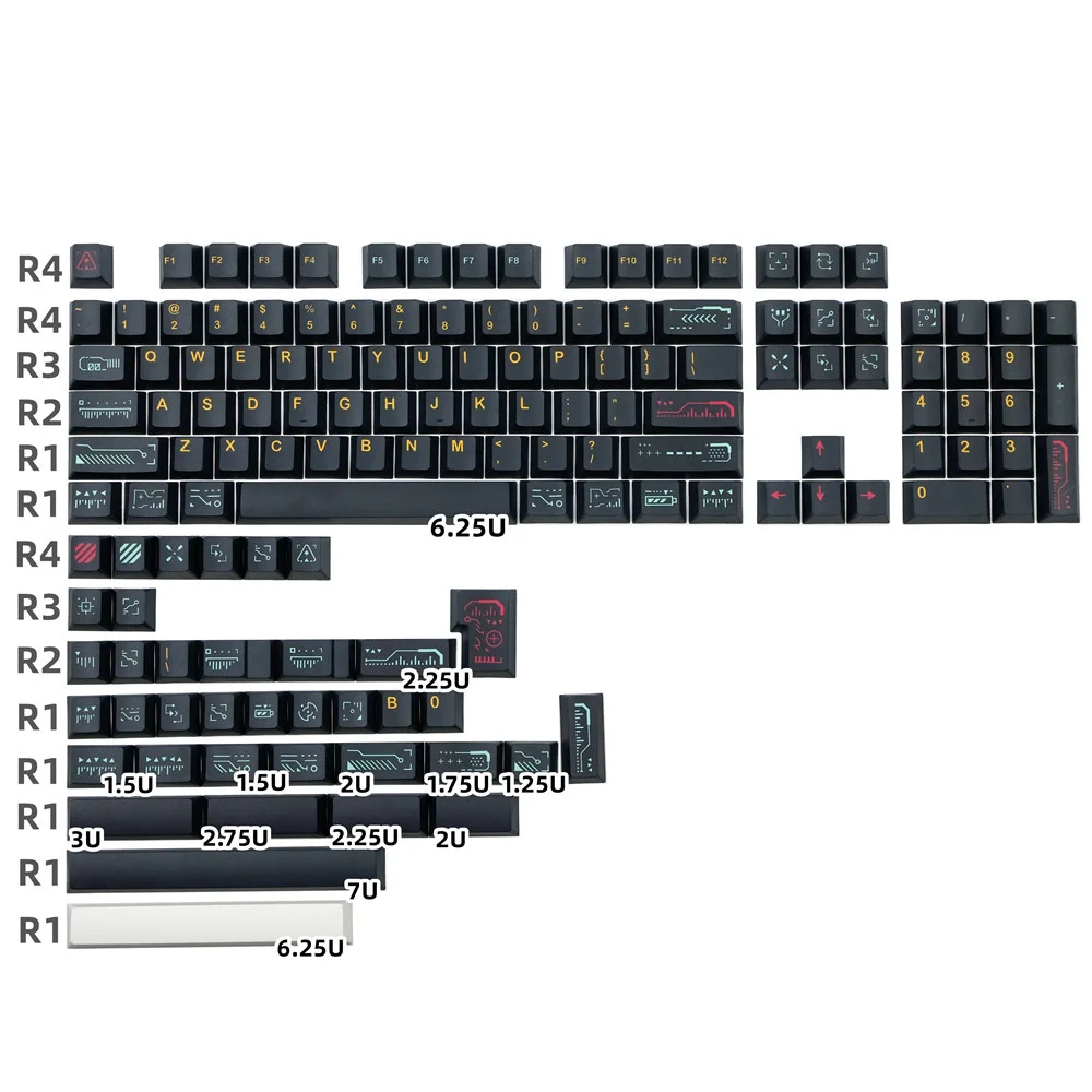 

GMK Awaken Keycap Cherry Profile Black PBT Keycaps 5 Side DYE Subbed 140 Keys ISO Enter For Standard Mechanical Gaming Keyboard