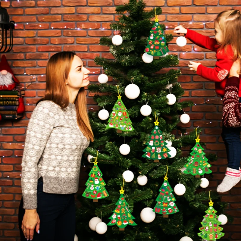 24-delige kerstboom DIY Craft Kit Gebruik stickers om vakantiekaarten te creëren Perfect voor kerstfeestjes Activitie Vakantiebenodigdheden