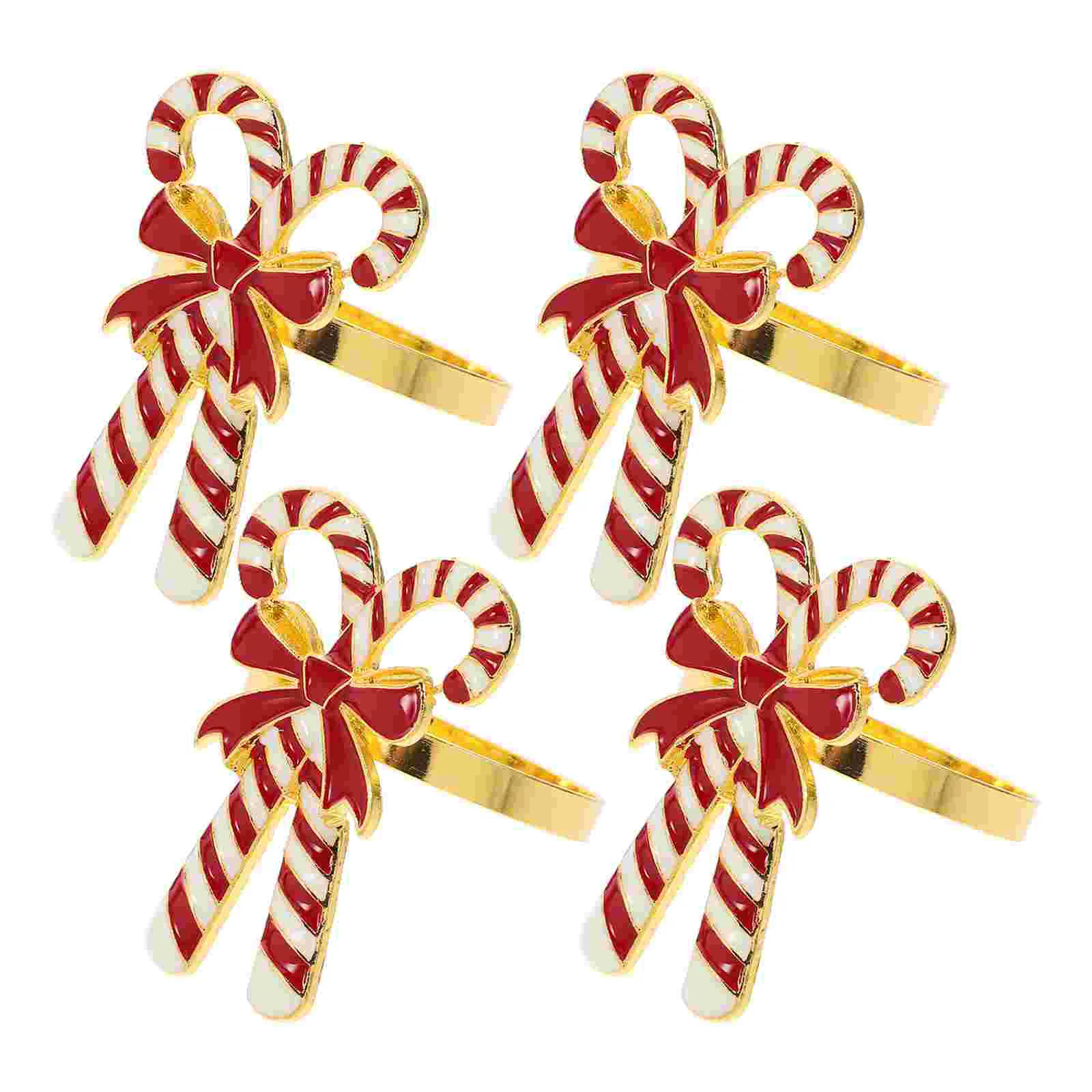 4 Pcs Christmas Bow Alloy Napkin Rings Simple Exquisite Design Festive Holiday Entertaining Xmas Gathering Napkin Buckles