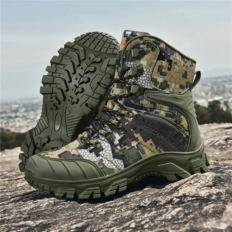Male Hiking Tactical Shoes High Upper Outdoor Mountain Sports Shoes Camouflage Hunting Boots Desert Boots