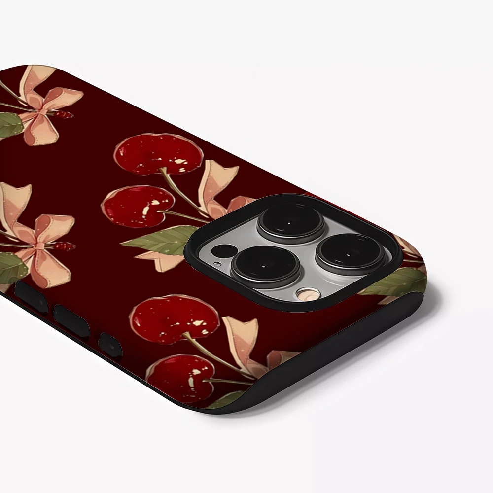 Vintage cereja arco iphone17 deve para caso de telefone magnético para iphone 17 16 15 14 13 pro max plus único caso resistente de dupla camada