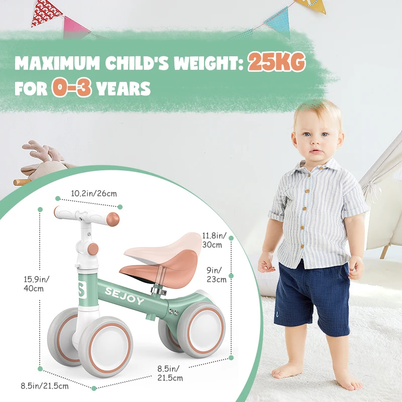 Sejoy Baby Balance Bike for 12-36 Months Boys Girls Toddler Balance Bike Infant First Walking Bike Toddler Training Bike