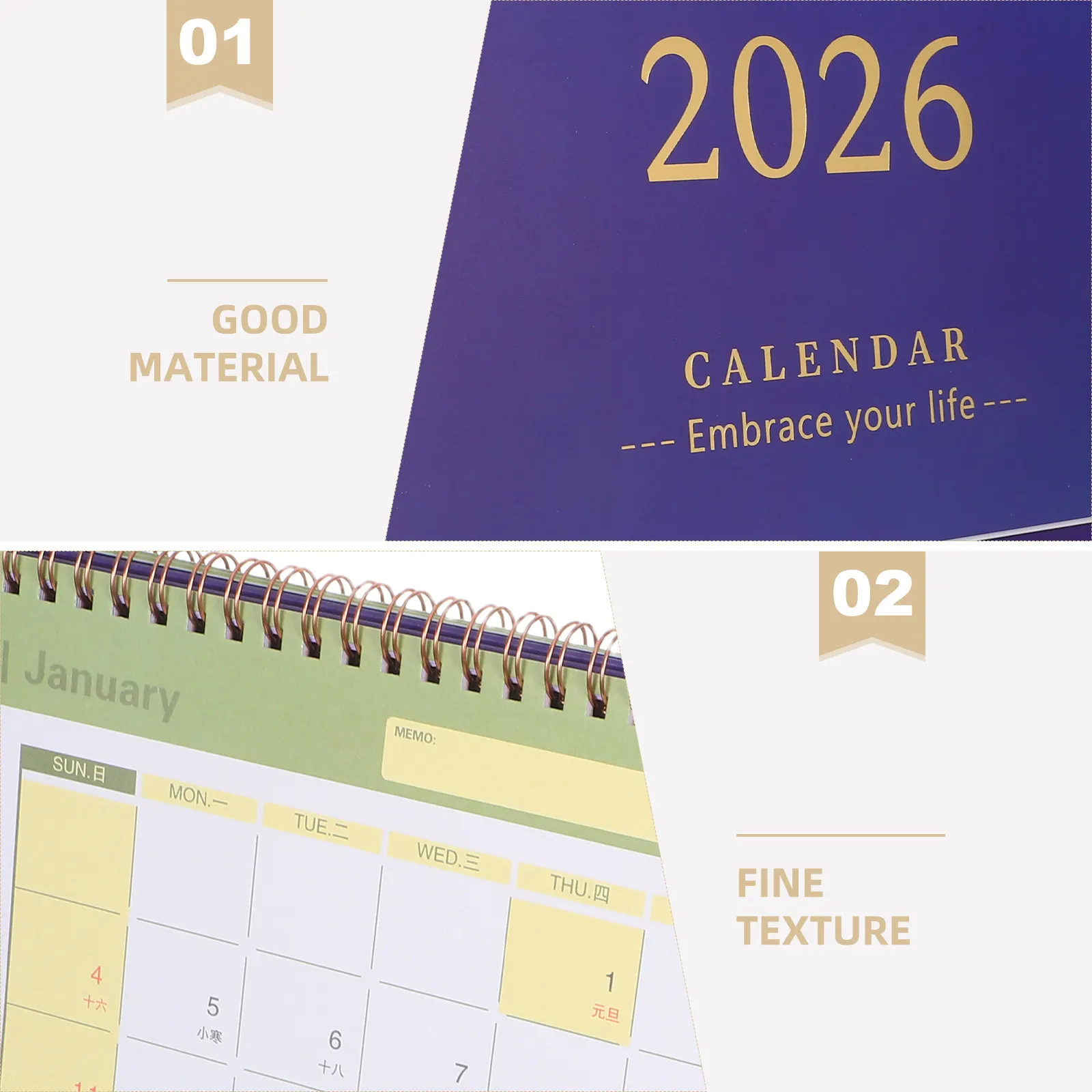 Desk Calendar 2026 Standing Flip Coil Binding Daily Monthly Agenda Planner Office Home School Schedule Organizing