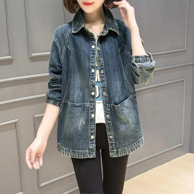 

Feminino Loose Denim Jacket Women's 2023 Spring Autumn Outerwear Cowboy Coat New Fashion Short Jackets Female Tops