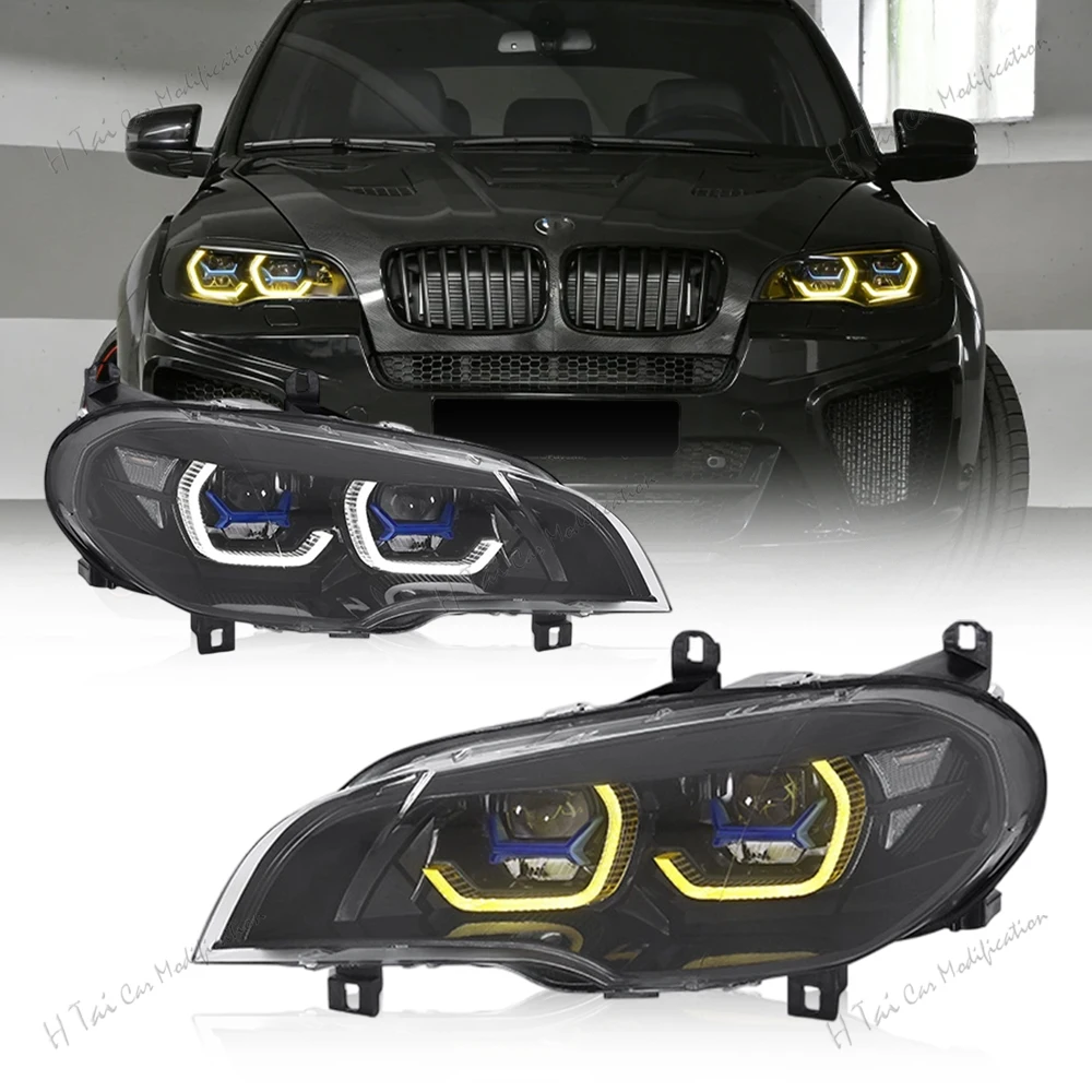 Pair LED Head Lights For BMW X5 E70 X6 E71 2007-2013 Front Lamps Assembly DRL Headlight Dynamic Turn Signal Car Light Assemblies