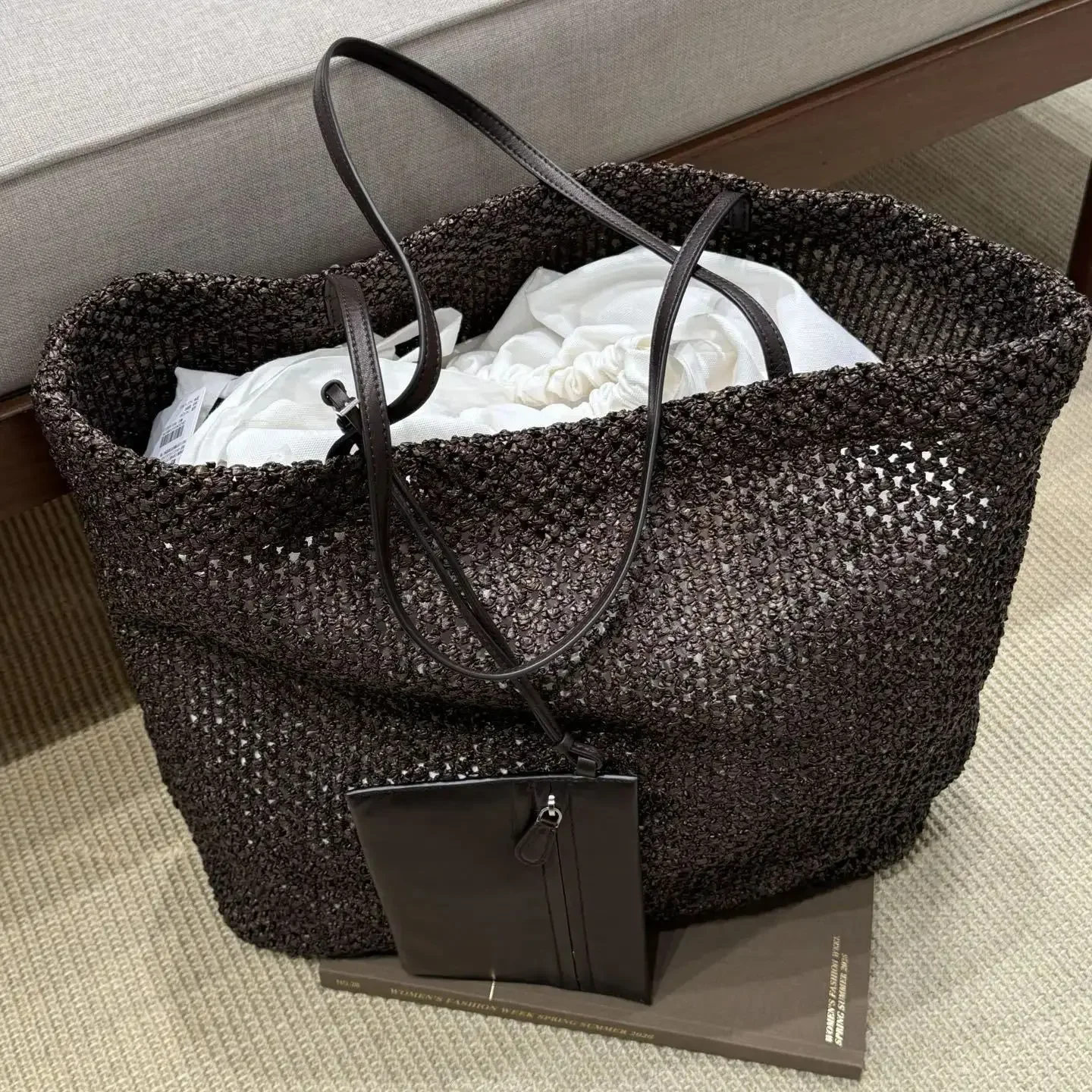 Bohemian Barn Raffia Beach Tote Bags For Women Luxury Designer Handbag Purses 26SS New In Grass Large Capacity Underarm Shoulder