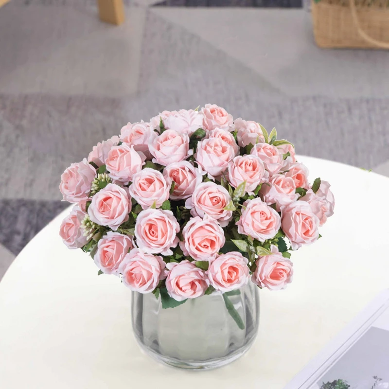 10 Köpfe künstliche Blumen, Scrapbooking, Seidenrosen, Hochzeitssträuße, Haushaltsprodukte, Vasen für Zuhause, Festival-Dekoration – Detail 11