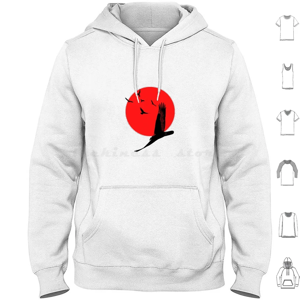 Corvos bajo la luna de sangre sudaderas con capucha de manga larga cuervos de luna roja cuervos de luna roja cuervos de pájaros negros cuervos luna roja y negro