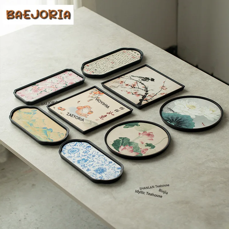 Chinese Creative Water-absorbing Tea Tray Aesthetic Snack Plate Coffee Storage Board Teapot Mat Dishes For Serving Tableware