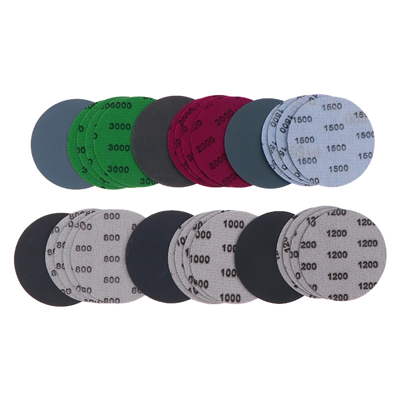 30 stks/set 3 Inch Schuurpapier 75MM 800-3000 Grit Nat Droog Schuurschijven Haak Lus Schuurpapier Schuurmiddelen geschikt Voor Metaal Hout