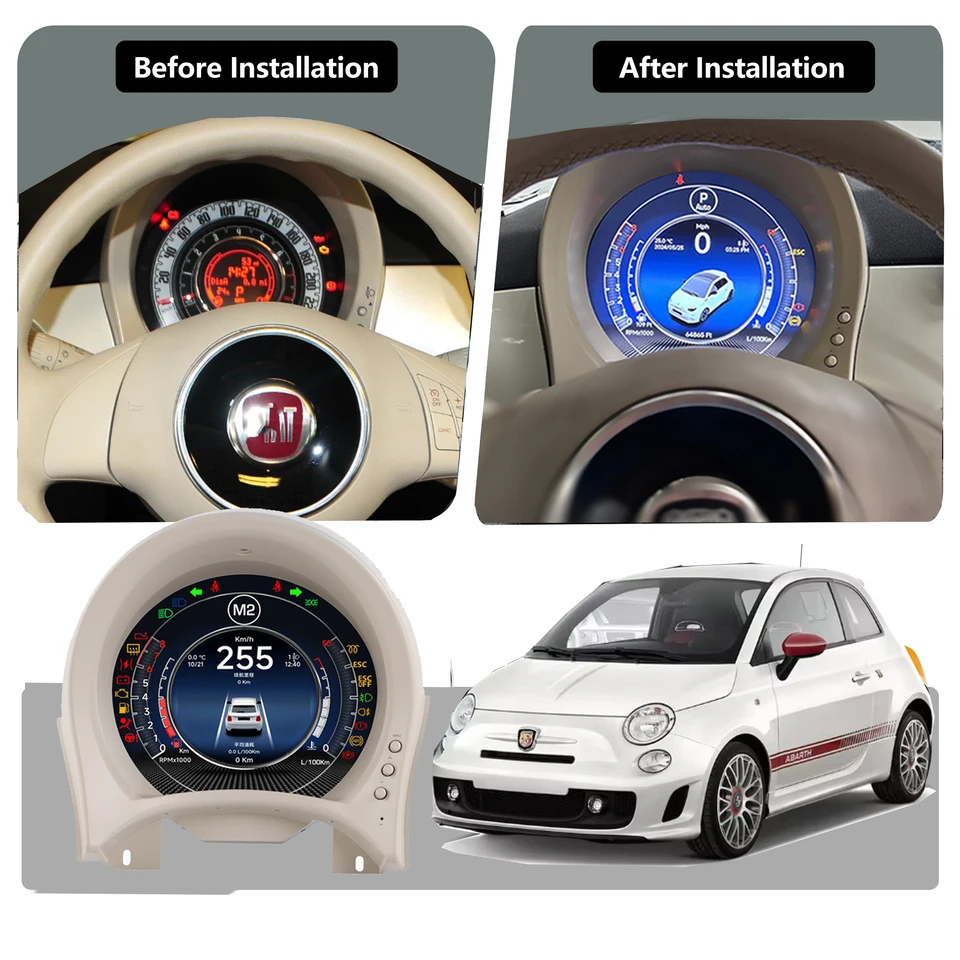 フィアット500、500スポーツ、500C（2007-2024年式）用クラスター
