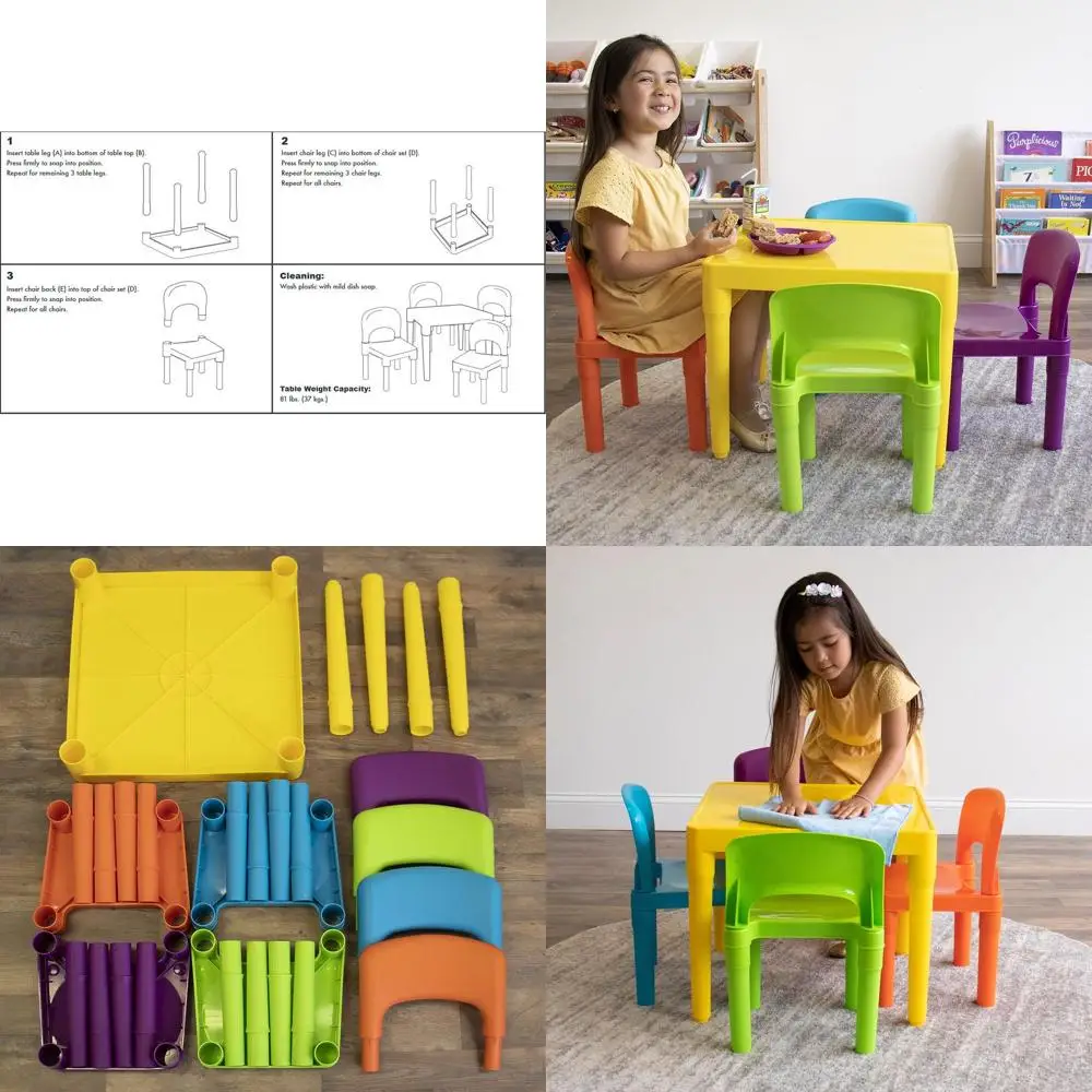 

Ярко-желтый детский стол и стулья (5 предметов) - прочный игровой стол для малышей для занятий творчеством, рукоделием, чтением и многим другим.