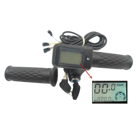 24V 36V 48V 60V 72V 전기 자전거 스쿠터 스로틀 LCD 디스플레이는 속도와 마일리지 및 배터리 전력을 보여줍니다.