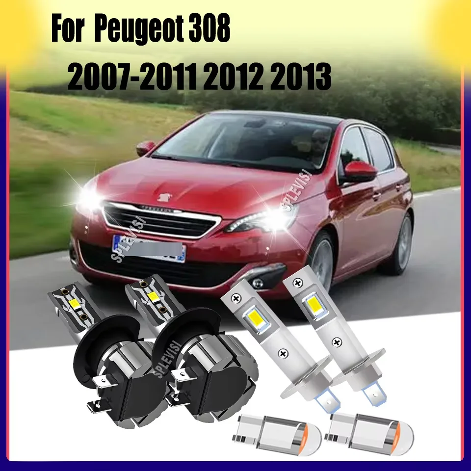 H1 H7 LED CSP Bright White Headlight Kit  1:1 OEM Direct Replacement For Peugeot 308 2007 2008 2009 2010 2011 2012 2013