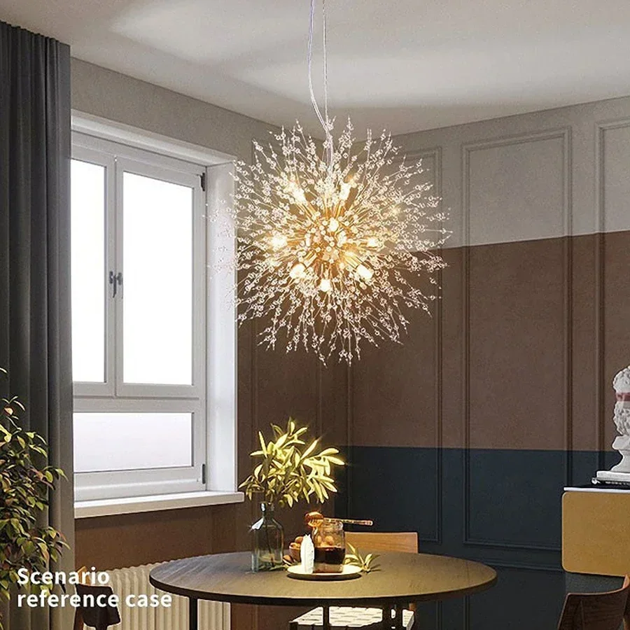 1 PCS Modern Nordic Light Luxury Dandelion Shaped Crystal Chandelier Living Room and Bedroom Do Not Include Light Bulb G9 Socket