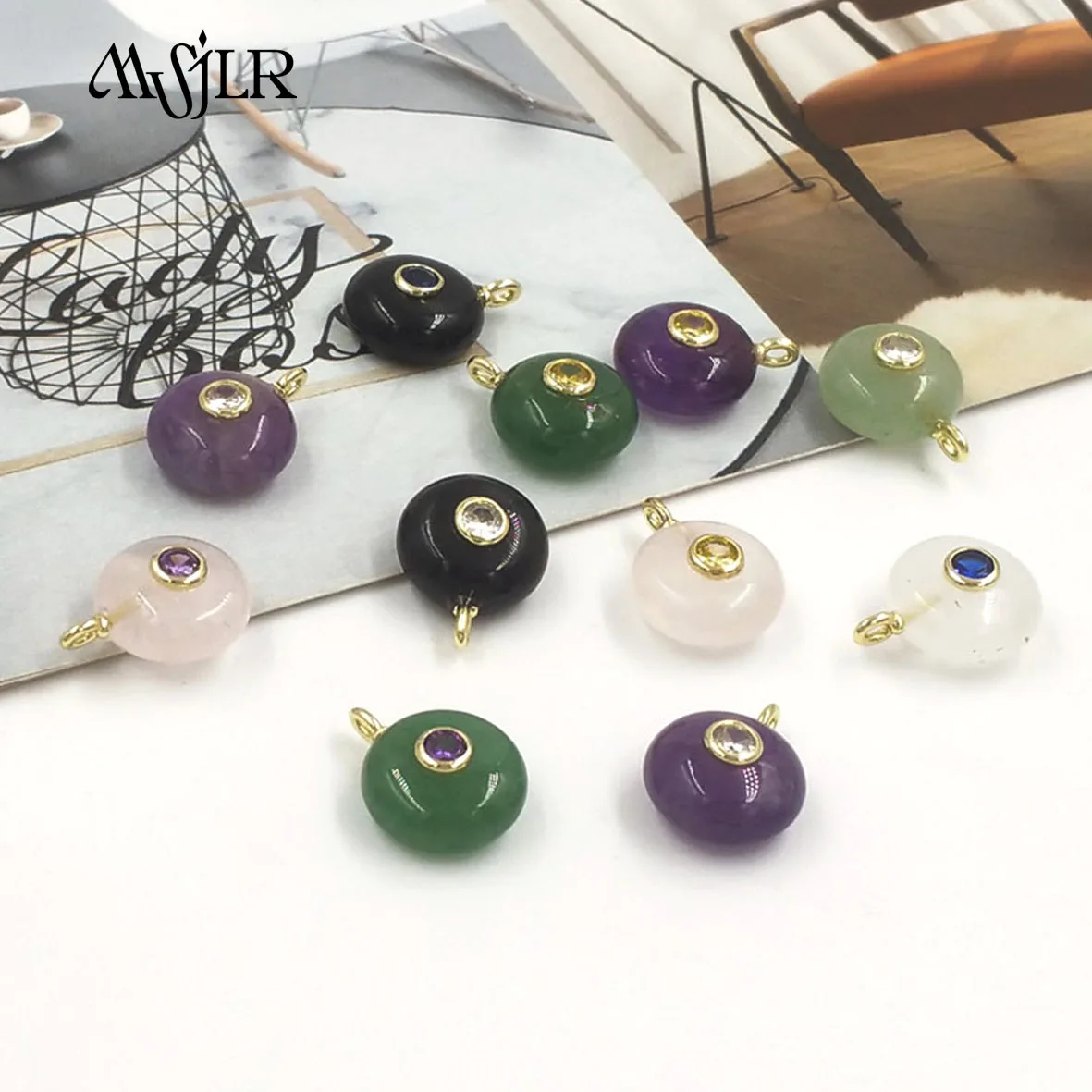 

SP044 2025 Versatile Round Shape Five Colors Pendant With 18k Gold Plated For Women Daily ACC