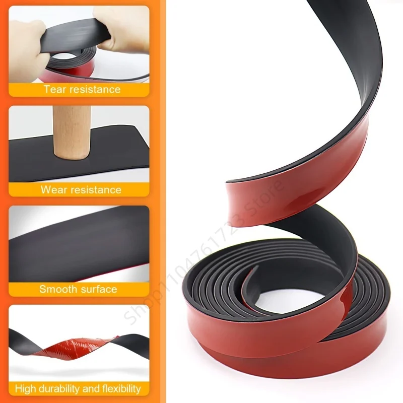 3/5mm Thickness Black Rubber Strips 50cm High Temperature Resistant Self Adhesive Furniture Anti-skid Anti-collision DIY Gasket