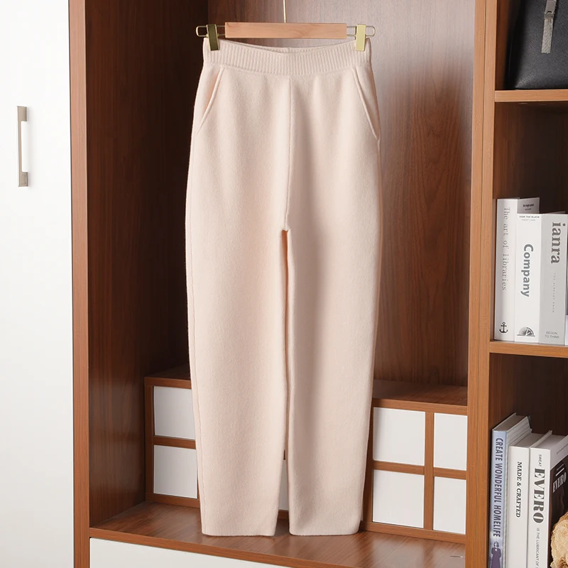 Foreign style versatile cashmere knitted pants for women Korean version casual slimming wool radish pants Harlan pants