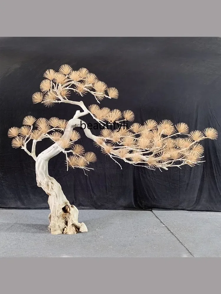 

Artificial Pine Tree Decoration Dried Wood Solid Wood Landscape Hotel Hallway Landscape New Chinese Style Fake Trees