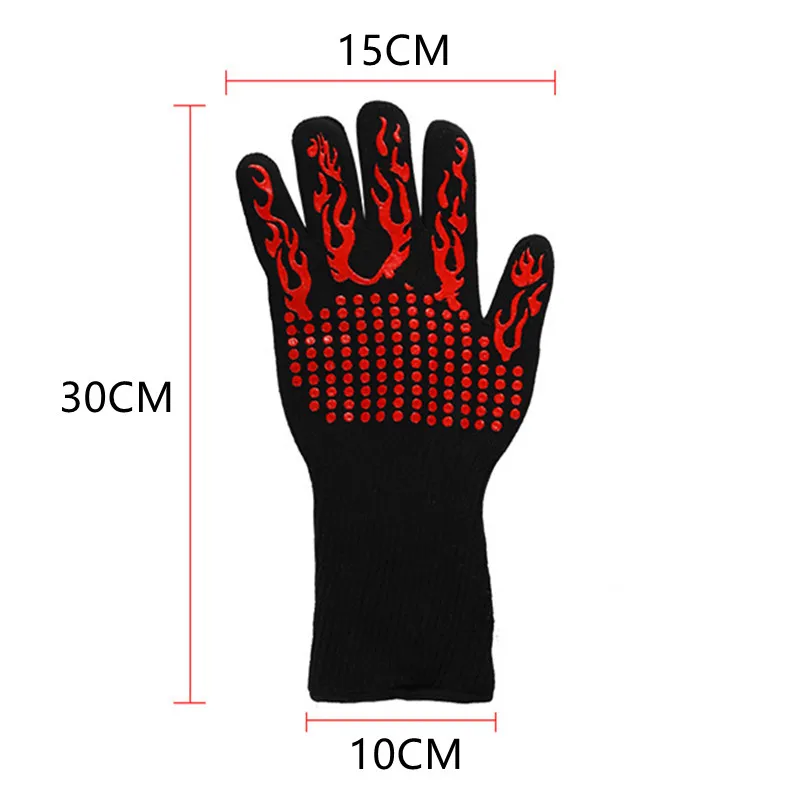 BBQ Gloves Silicone Heat-Resistant Glove Kitchen Microwave Oven Mitts 500 800 Degree Fireproof And Non-Slip Barbecue Gloves