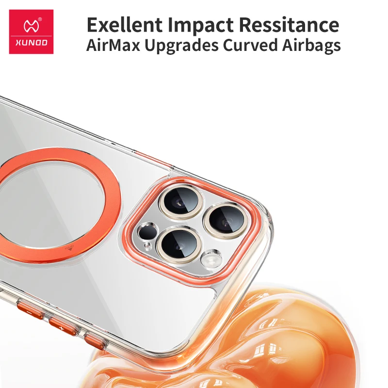 Xundd Case For iPhone 15 Pro Max Case For iPhone 15 Series Built-in Airbag Support Wireless Charging Magnetic Holder Case