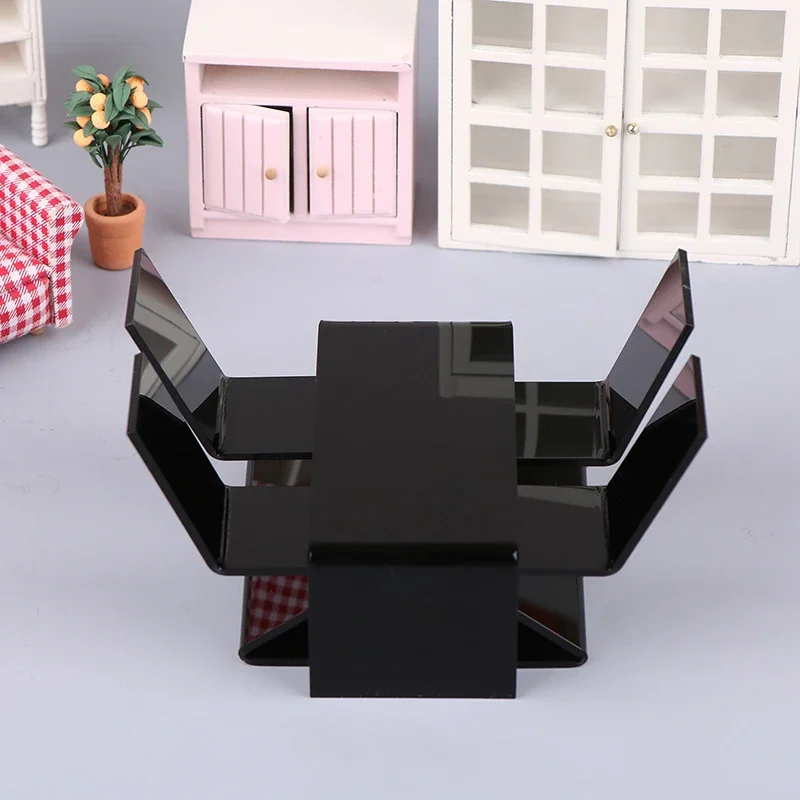 أثاث بيت الدمى اللطيف بمقياس 1/12، وطاولة طعام ومجموعة كراسي، مثالية لمكتب بيت الدمية وغرفة المعيشة