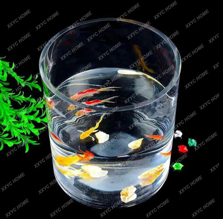 Thickening plus Size Small Glass round Fish Tank Straight Barrel Lucky Bamboo Green Dill Hydroponics Container