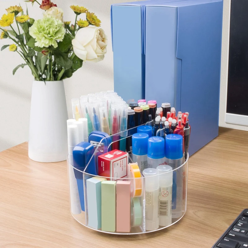 1 Piece Acrylic Pen Holder 360 Degree Pen Organizer For Desk, For Office School Home Art Supply