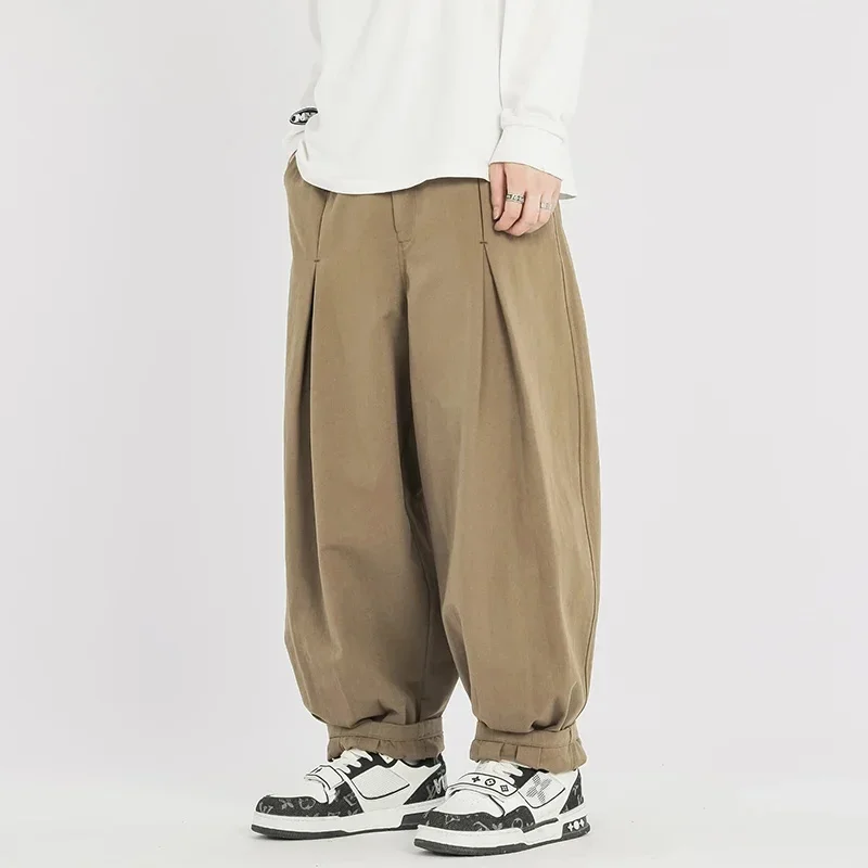 Men Japan Streetwear Outdoor Lightweight Vintage Fashion Loose Casual Wide Leg Cargo Pants Male Harem Trousers Cityboy