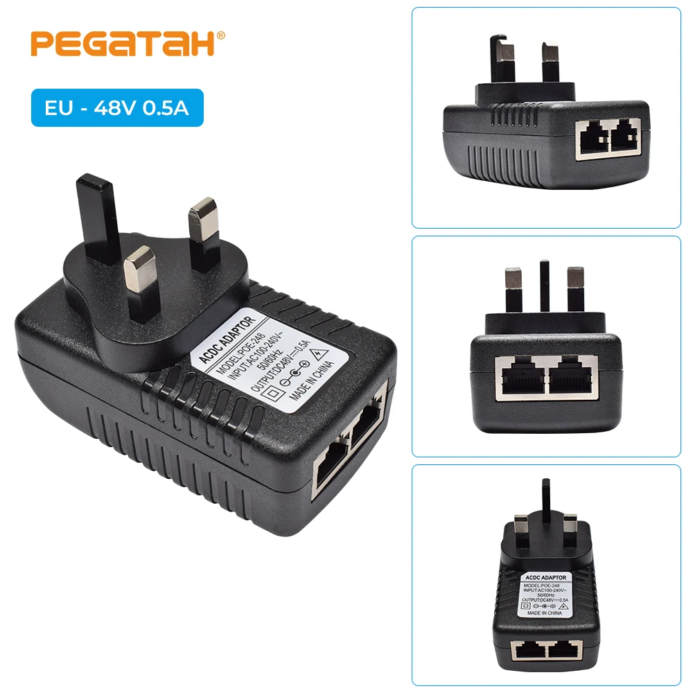 PEGATAH 100Mbps POE Injector Video Surveillance DC48V plug EU/US/UK Plug For Poe Camera POE Power Adapter For IPC Camera