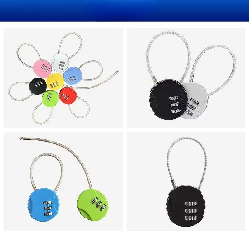 3-stelliges Kabel-Kombinationsschloss, flexibles Draht-Passwortschloss, Diebstahlsicherung für Gepäck, Rucksack, Reisekoffer und Schränke. – Detail 4