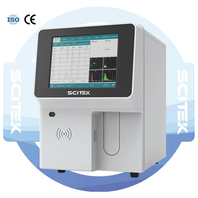 5 Parts Full Auto Hematology Analyzer with 60T/H Throughput 100000 Results Storage  10.4 Inch Touch Screen 2 USB Ports