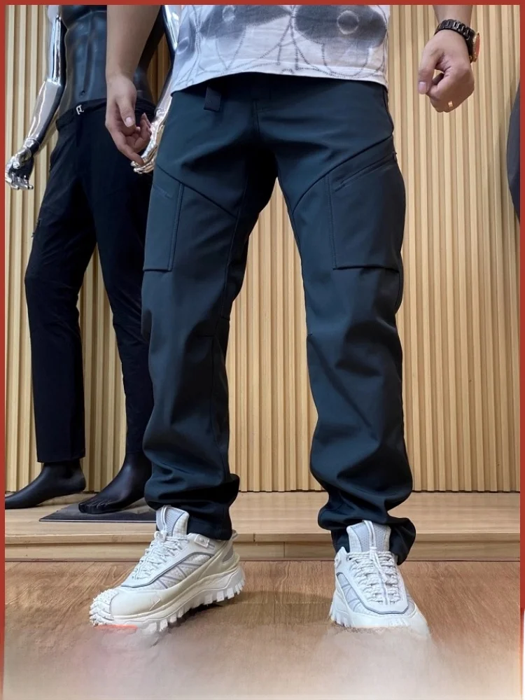 

Classic Reborn Men's Winter Fce Lined Soft ell Jaet Zipper Fly Straight Leg Trousers Faionable Urban Sle Waterproof