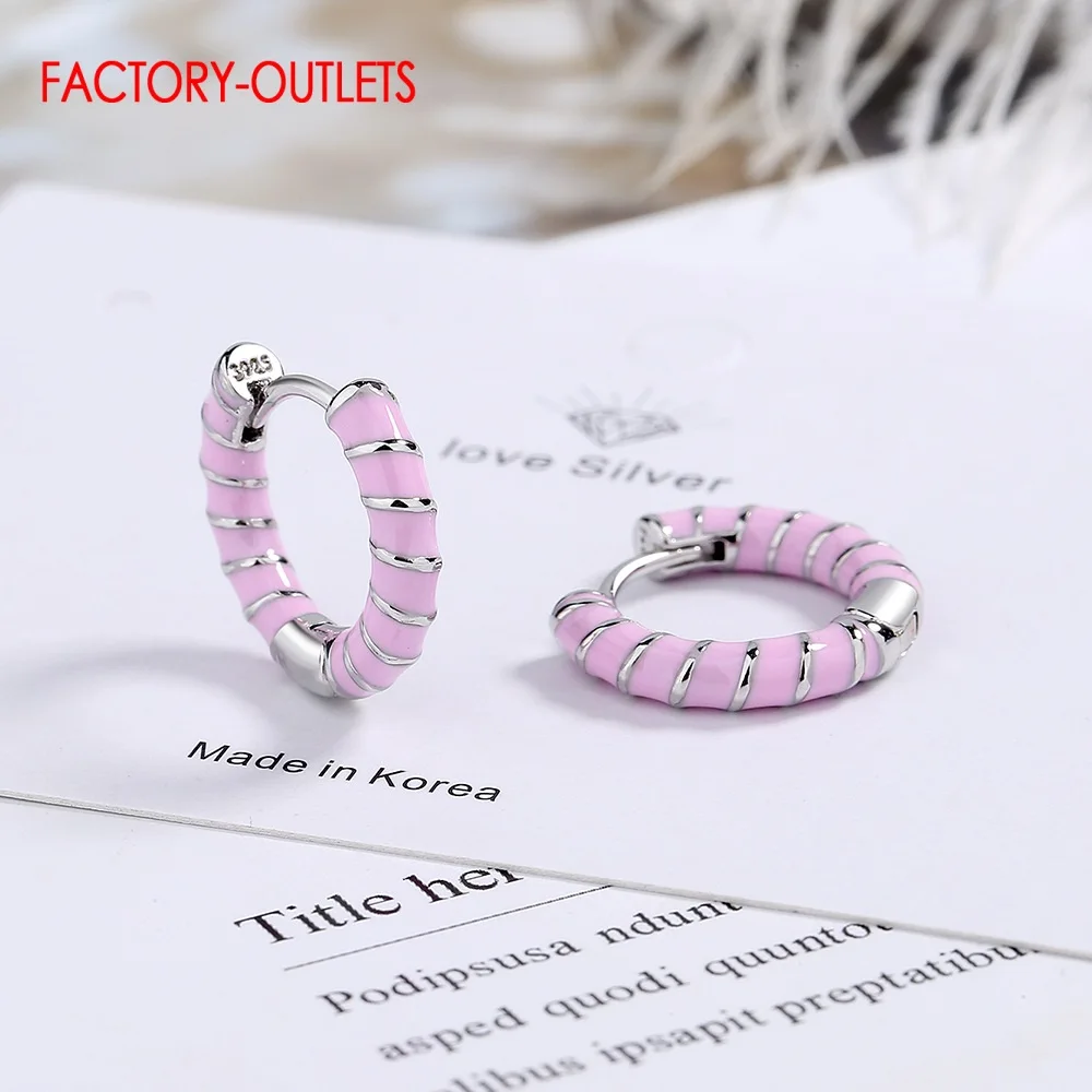 High Quality New Arrival Genuine 925 Sterling Silver Color Hoop Earring Fine Jewelry For Women Girls 3 Colors Option Wholesale image 4