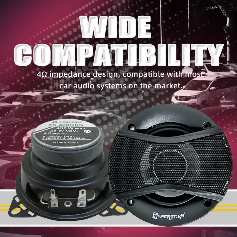4 Inch 900W (450W*2)Car Speakers Coaxial Subwoofer Universal Automotive Audio HiFi Music Full Range Frequency Car Stereo Speaker
