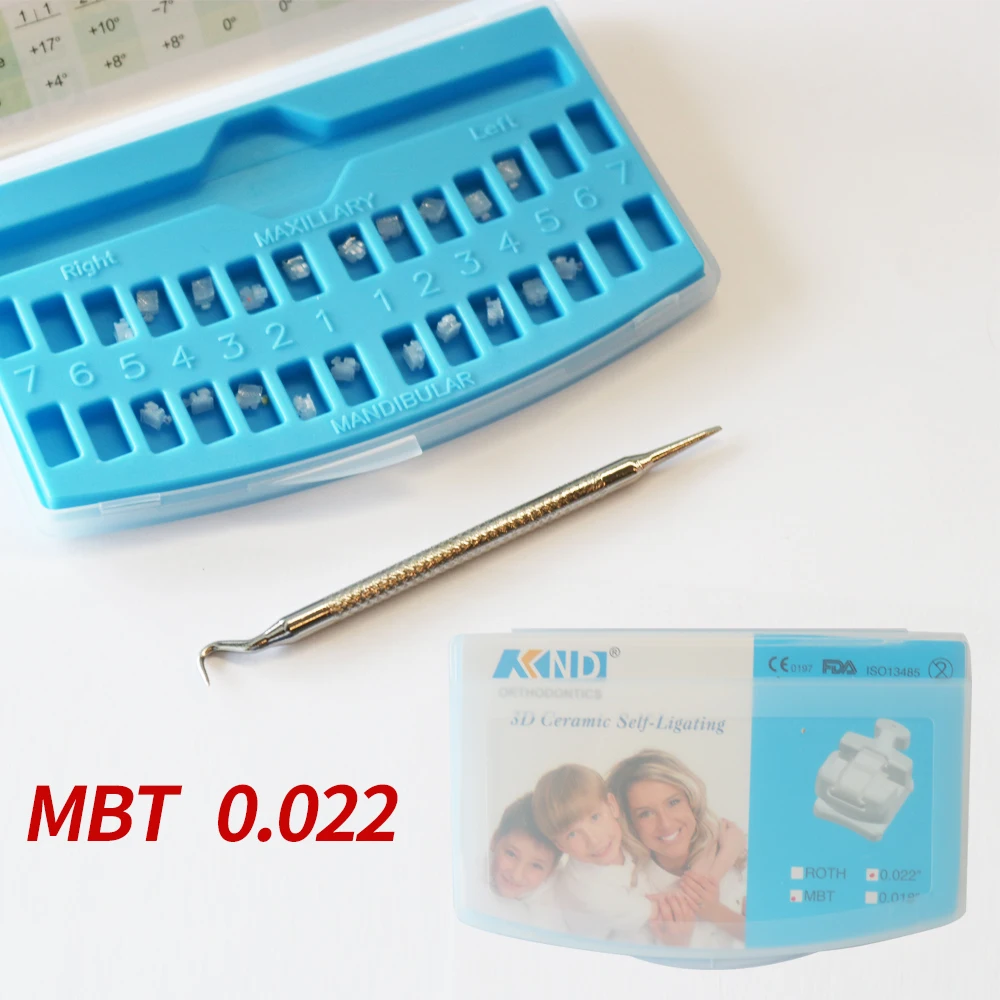 1Box 20Pcs Ceramic Self Ligating orthodontic bracket MBT 345hooks 022Slot