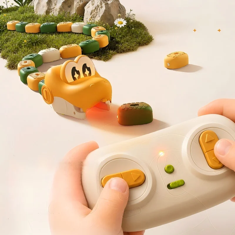 Magnetic Eating Snake Remote Control Car Toy for Boys Dual Player Battle Greedy Bean Children's Birthday Gift