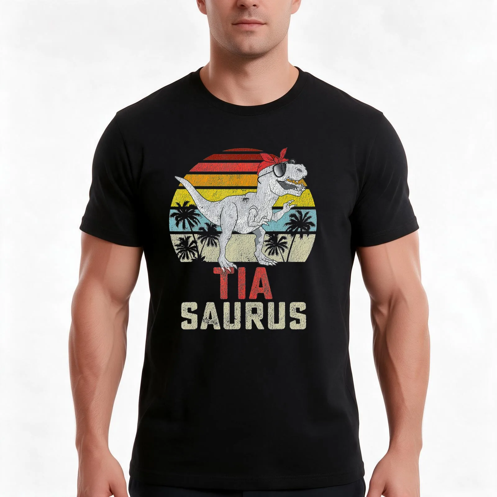 Tiasaurus T Rex Dinosaur Tia Saurus Family Matching T-Shirt Summer Casual Cotton Tee Oversized Streetwear Tops 100% Cotton