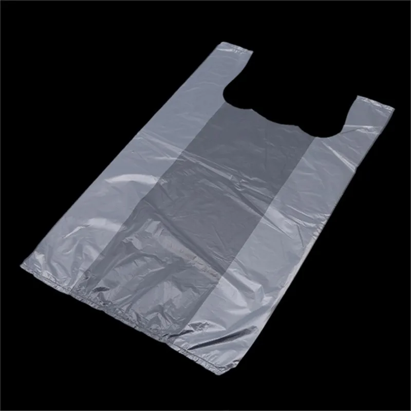 100Pcs Portable Plastic Bags Supermarket Transparent Bags With Handle Shopping Bag Food Packaging Bag 15-48cm