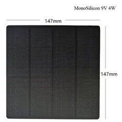 2 Pieces Solar Panel Monocrystalline 4Watt 9V High Efficiency A Grade 147mm x 147mm For DIY Solar Charger