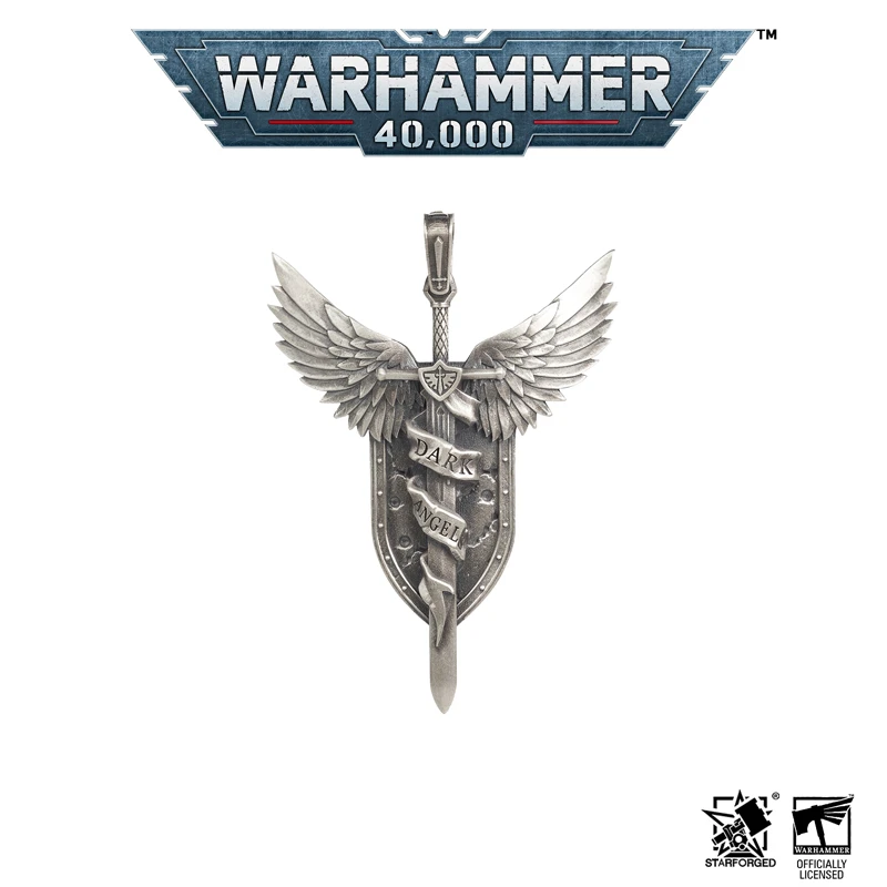 Starforged Star Forged War Hammer 40K War Hammer 40000 Surrounding Dark Angel Lion King Sword Silver Pendant