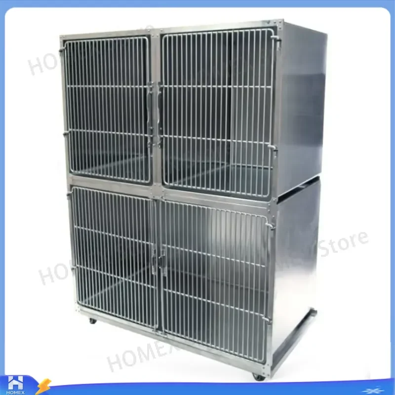 Large 304 Stainless Steel Dog Cat Cage Heavy Duty Veterinary Kennel Pet Crate for Hospital Store Indoor Outdoor Animal